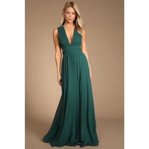 Lulus Vivid Imagination Emerald Green Cutout Maxi Dress Weeding Bridesmaid Sz M